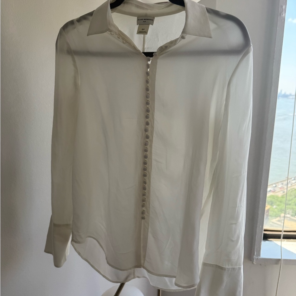 Club Monaco White Button-Up Blouse